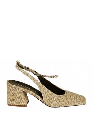 MARIA LUCA Ilaria Raffia Leather Heels Pumps - Metallic