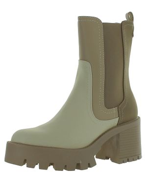 MIA Remi Faux Leather Lugged Sole Ankle Boots - Green