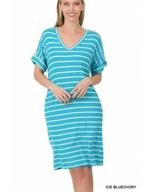 Zenana Wanda Stripe Dress - Blue