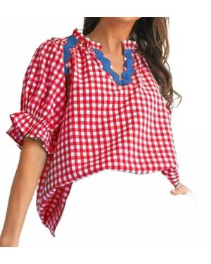 Anniewear Gingham Ric-Rac Top - Red