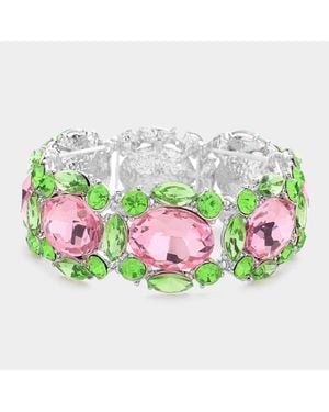 Fashnzfab Oval Stone Accented Stretch Evening Bracelet - Green