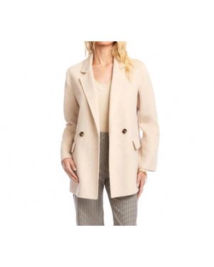 Karen Kane Brushed Double-Breasted Coat - Natural