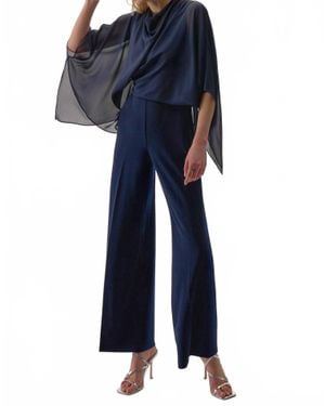 Joseph Ribkoff Chiffon Overlay Wide Leg Jumpsuit - Blue