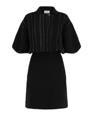Ferragamo Contrast Stitch Knit Dress - Black