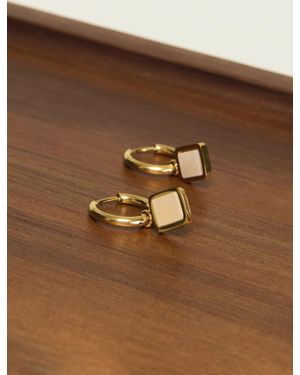 Lucky Brand Sqaure Gem Pendant Drop Earrings - Brown