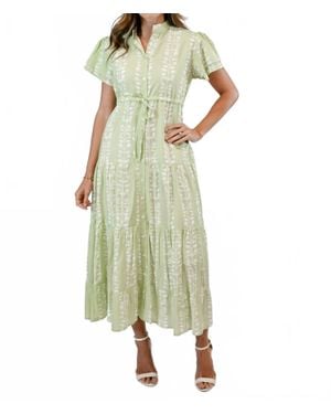 Victoria Dunn Magnolia Flutter Maxi Dress - Green