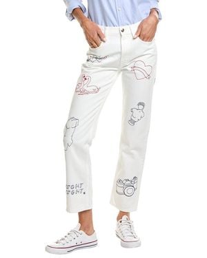 Madewell Embroidered Slim Boyfriend Tile Jean - White