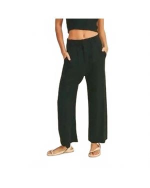 Miou Muse Wide Leg Linen Blend Pants - Black
