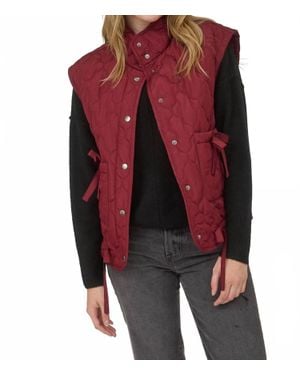 Blu Pepper Quilted Puffer Vest With Snaps - Red