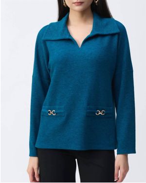Joseph Ribkoff Textured Boxy Top - Blue