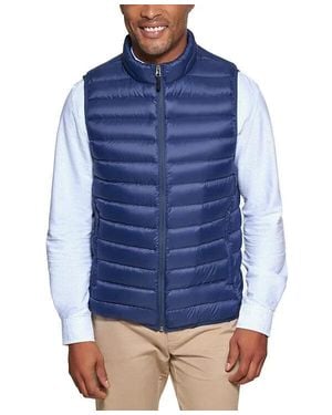 Club Room Puffer Vest Quilted Packable Full Zip Mock Neck Ups164 - Blue