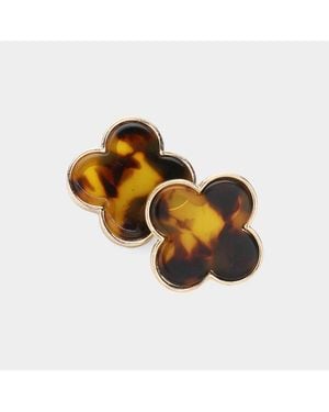 Fashnzfab Celluloid Acetate Quatrefoil Stud Earrings - Gray