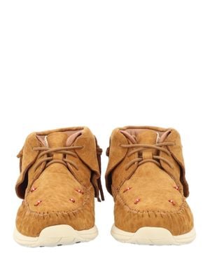 Visvim Tan Lhamo-Folk Lambskin Moccasin Boots - Natural
