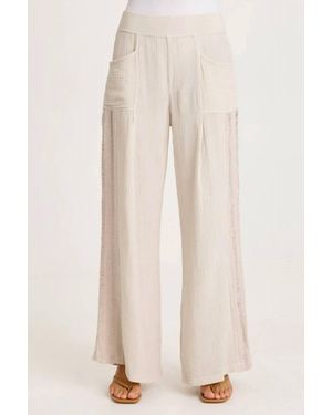 XCVI Elu Gauze Lace Trim Wide Leg Pant - Natural