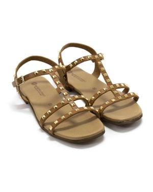 Eric Michael Diamond Studded Slingback Flat Sandals - Metallic