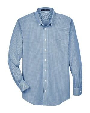 Devon & Jones Crown Collection Gingham Check Woven Dress Shirt - Blue