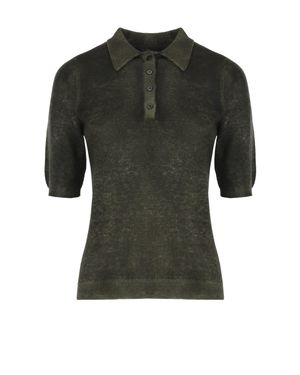 Avant Toi Ribbed Short-Sleeve Polo Shirt - Green