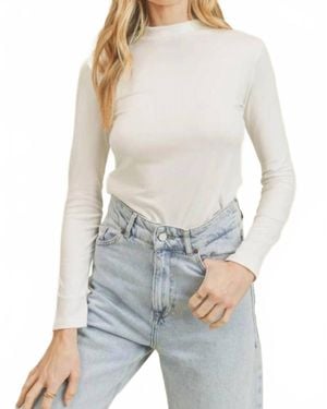 Zenana Mock Neck Long Sleeve Top - White