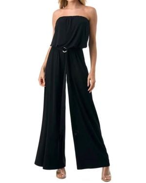 Ariella Wide Leg Jumpsuit With Ring Belt - Blue