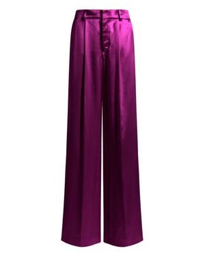 Alberta Ferretti Wide-Leg High-Waist Pants With Front Pleats - Purple