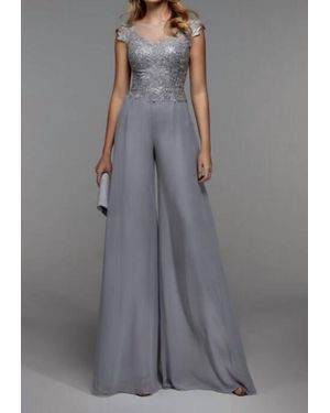 Alyce Paris Cap Sleeve Jumpsuit - Gray