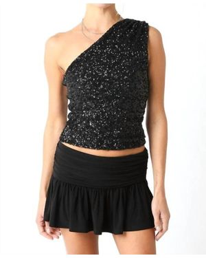 Olivaceous Mia One Shoulder Sequin - Black