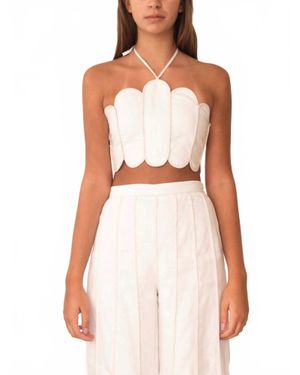 AZULU Lena Scalloped Top - White