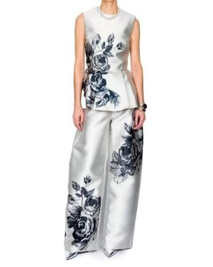 Marques'Almeida Flower Printed Round Neck Waisted Top - White