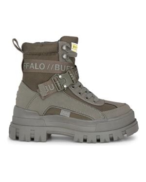 Buffalo Chunky Platform High Ankle Combat Boots - Gray