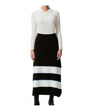 Touché Privé Striped Knitwear Skirt With Elastic Waist - Black