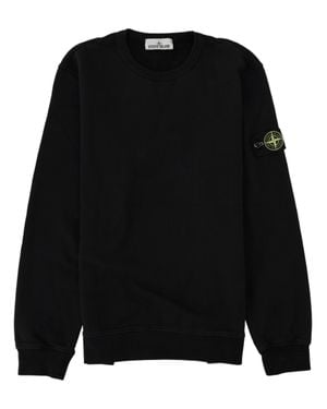 Stone Island Crewneck Patch Logo Cotton Sweatshirt - Black
