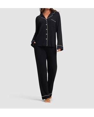 Cozy Earth Long Sleep Pj Set - Black