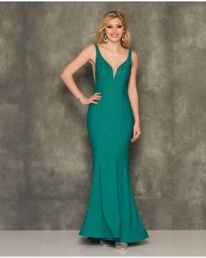 Dave & Johnny Sleeveless Long Gown - Green