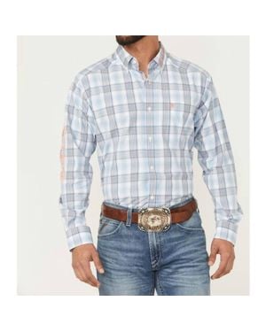Ariat Team Logo Pro Series Plaid Button Shirt - Blue
