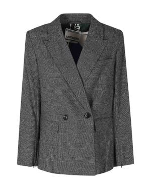 Essentiel Antwerp Tailored Checkered Oversized Blazer - Black