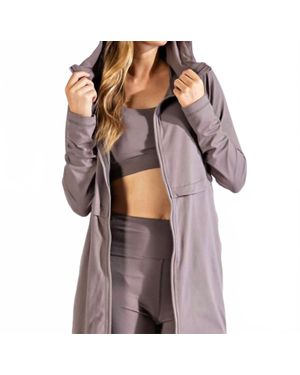 Rae Mode Long Hooded Active Jacket - Gray