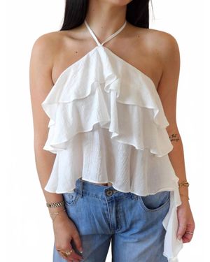 Pretty Garbage The Bori Frill Halter Top - White
