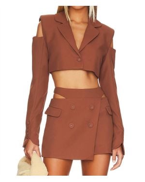 For Love & Lemons Alysa Crop Blazer - Brown