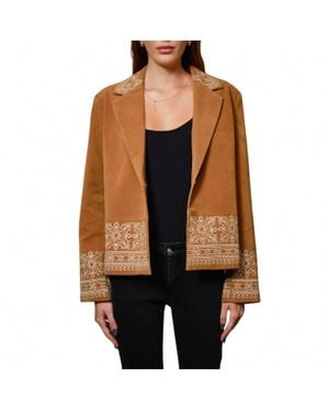 Blue B Faux Suede Embroidered Jacket - Black