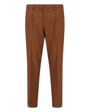 Briglia 1949 Tailored Mid-Rise Virgin Wool Pants - Brown