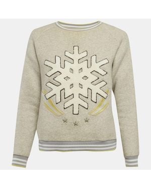 Maje Snowflake Applique Cotton Sweatshirt - Gray