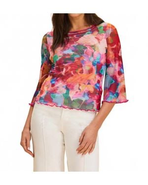 Fdj Bell Sleeve Boat Neck Top - Red