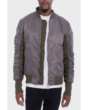 TRUEDAMES Two Tone Color Block Bomber Jacket - Brown