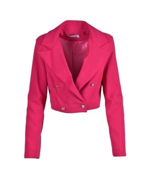Feminista Fuchsia Double-Breasted Polyester Jacket - Pink