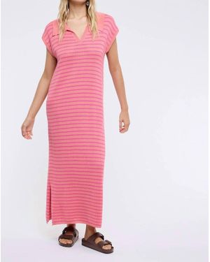 Wishlist Short Sleeve Stripe Midi Dress - Pink