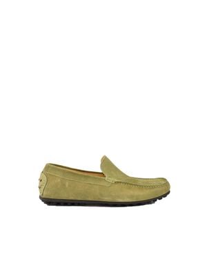 A.Testoni Sage Suede Rubber-Sole Loafers - Green