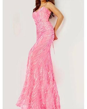 Jovani Sequin Tie-Back Prom Sheath Gown - Pink