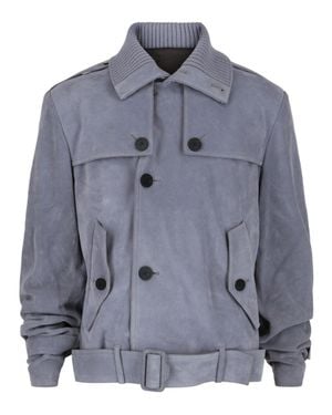 Ferragamo Suede Moto Jacket - Blue