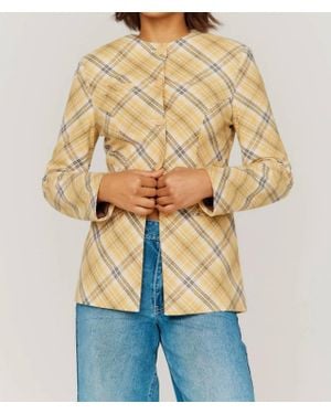 House Of Sunny Check Collarless Blazer - Natural