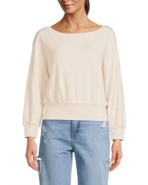 Tahari Boatneck Sweatshirt - Blue